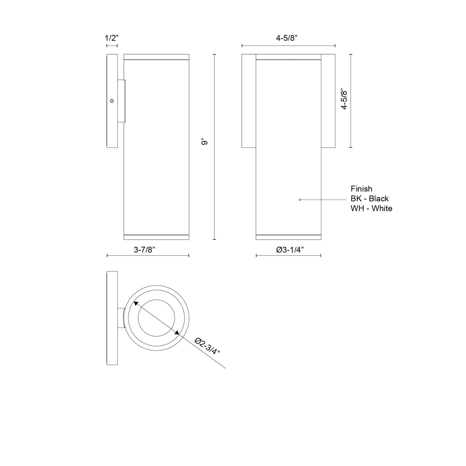 Lorna 9-in (3-in Dia.) 36 Degree Optic Black LED Wall Sconce