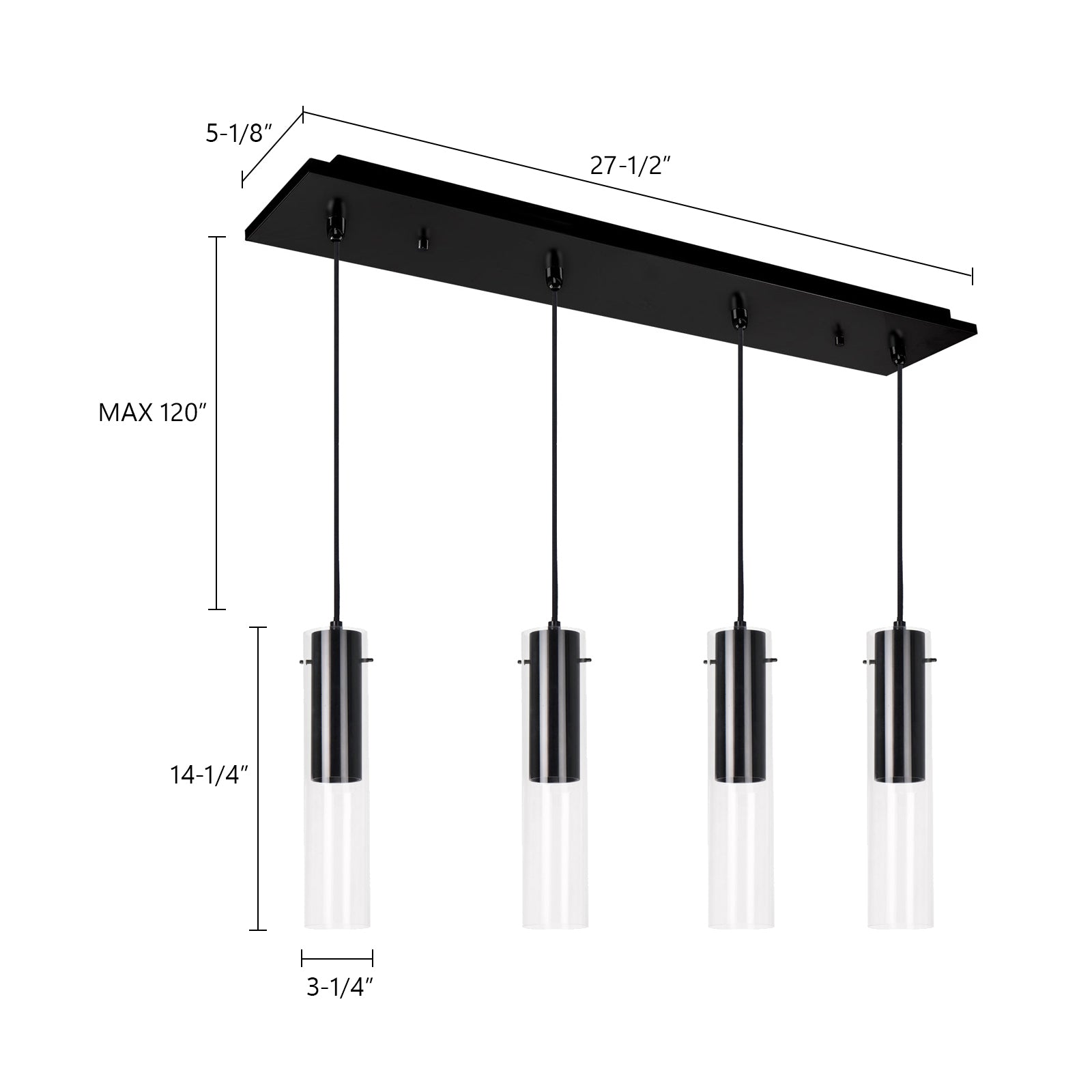 Lena 25-in Black 4-Light Multi Pendant