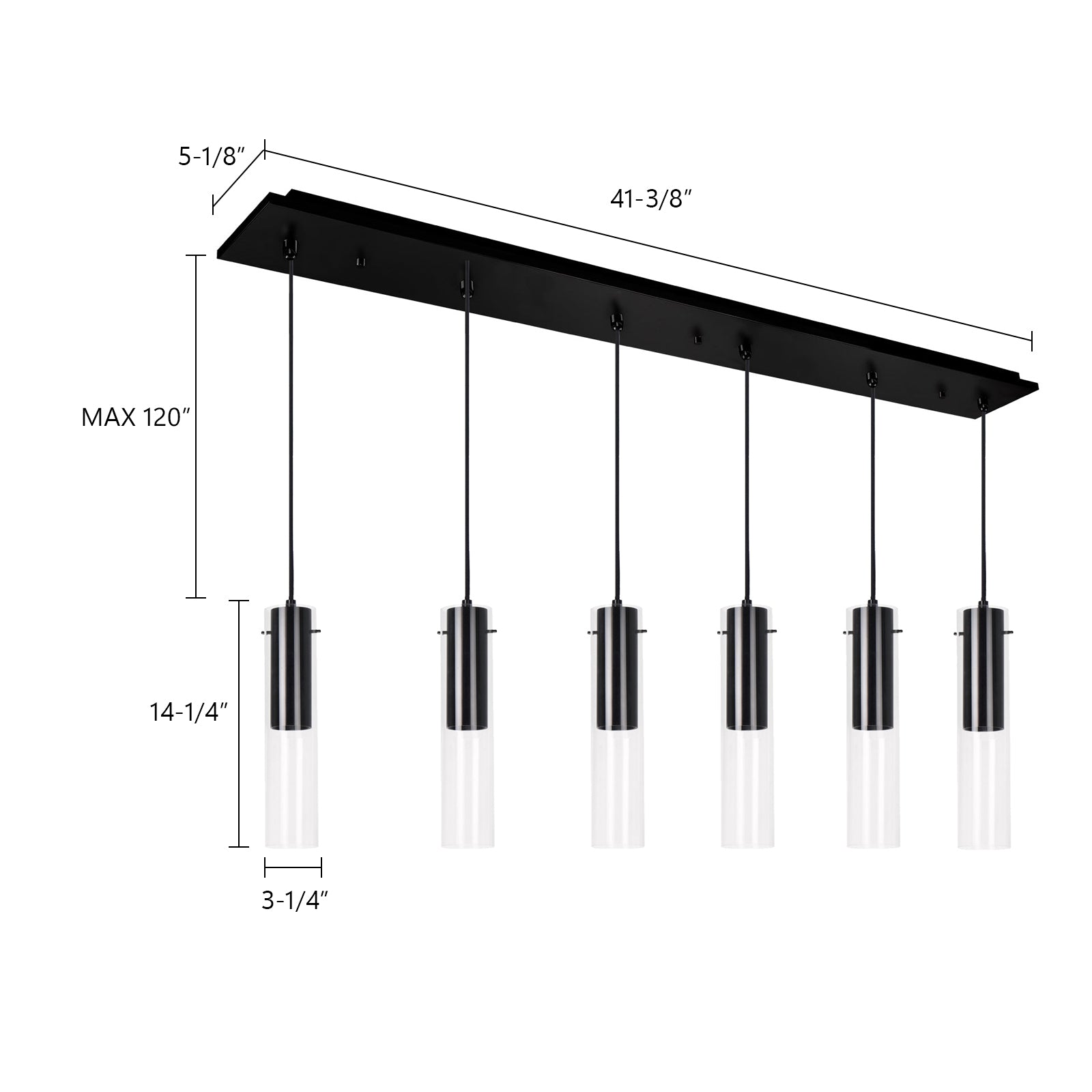 Lena 41-in Chrome 6-Light Multi Pendant