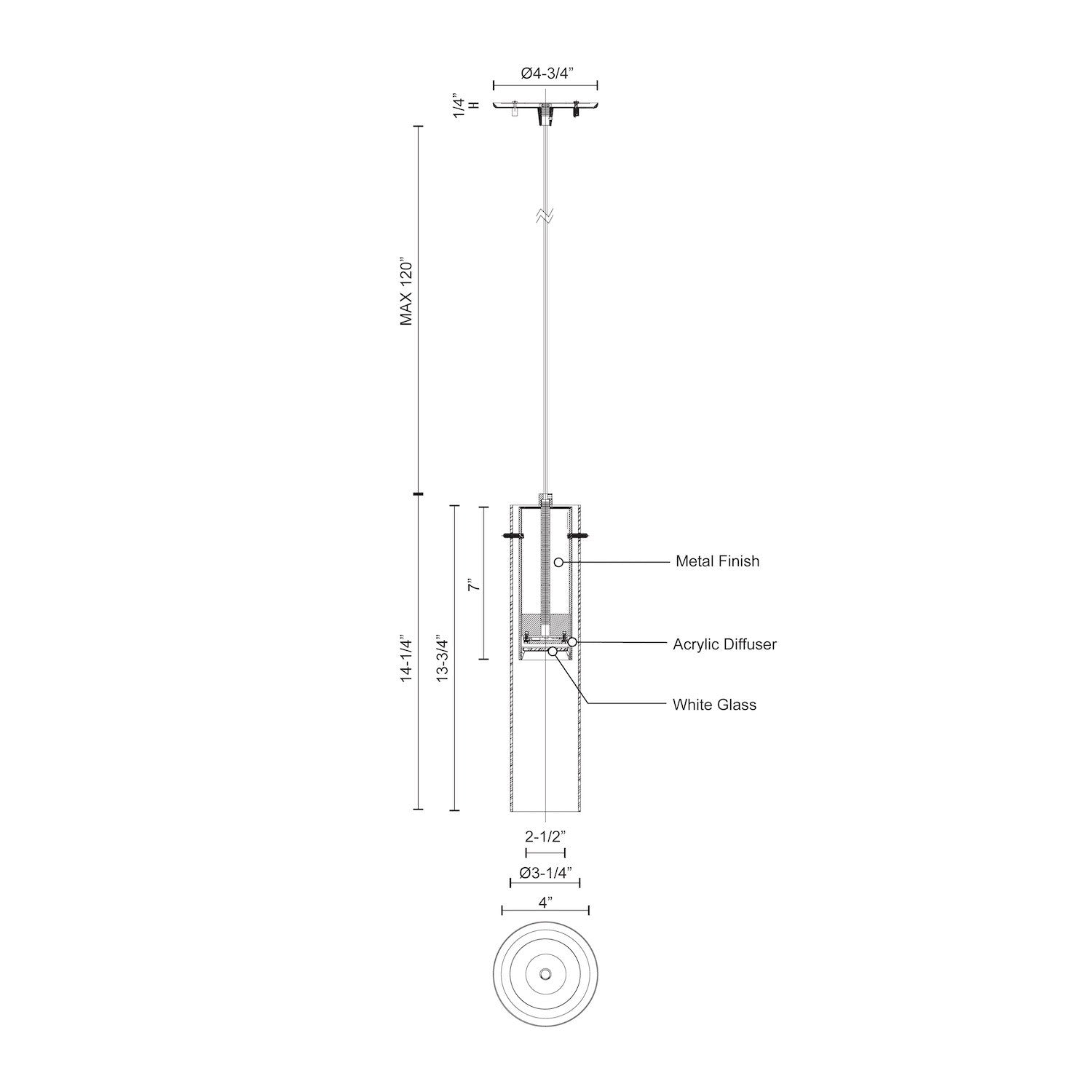 Lena 3-in Brushed Nickel LED Pendant