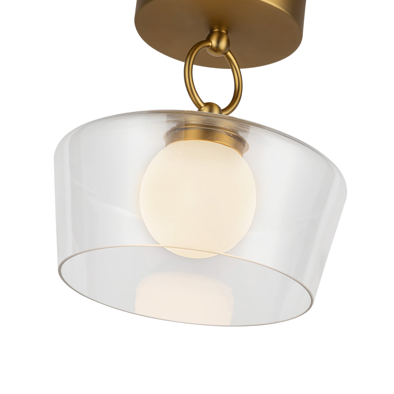 Leota 8-in Brushed Gold/Clear Glass LED Semi-Flush Mount