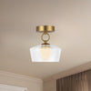 Leota 8-in Brushed Gold/Clear Glass LED Semi-Flush Mount