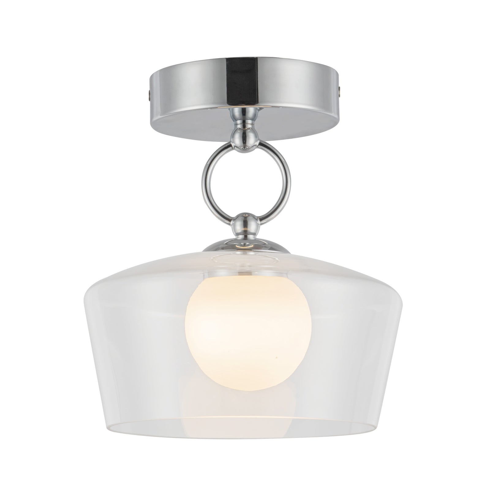Leota 8-in Chrome/Clear Glass LED Semi-Flush Mount