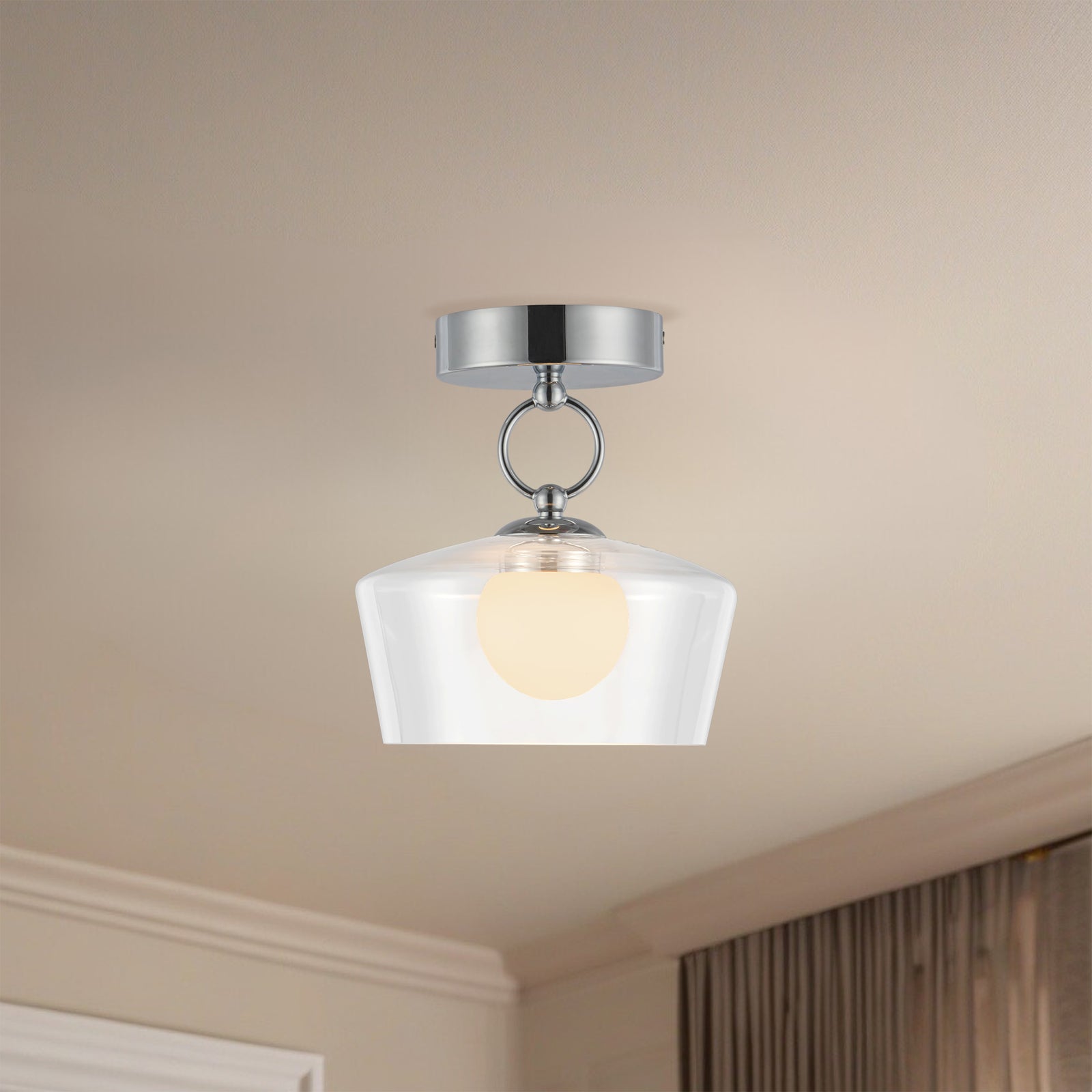 Leota 8-in Chrome/Clear Glass LED Semi-Flush Mount