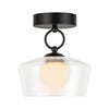 Leota 8-in Matte Black/Clear Glass LED Semi-Flush Mount