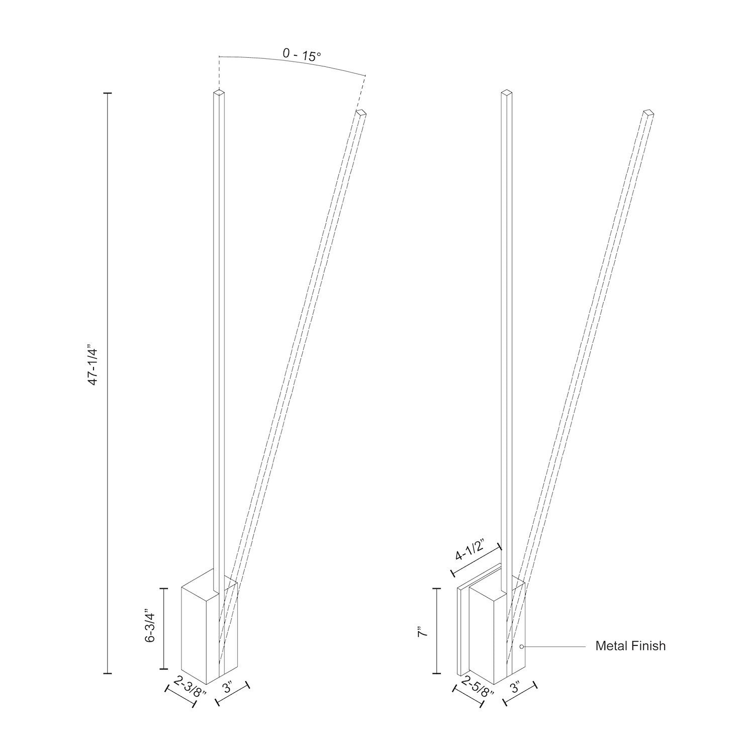 Lever 48-in Black LED Wall Sconce