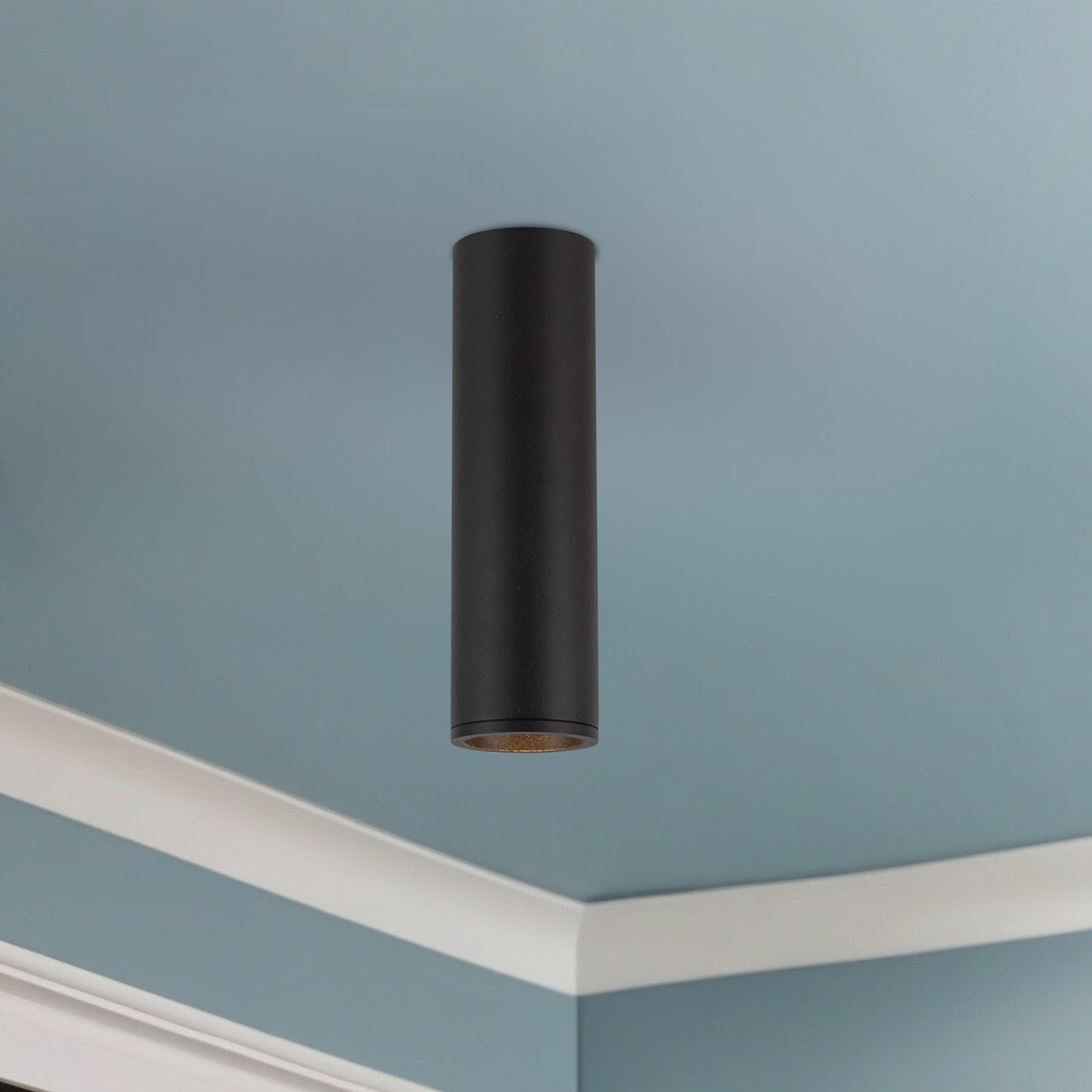 Lorna 10-in (2-in Dia.) 36 Degree Optic Black LED Concrete Ceiling Mount