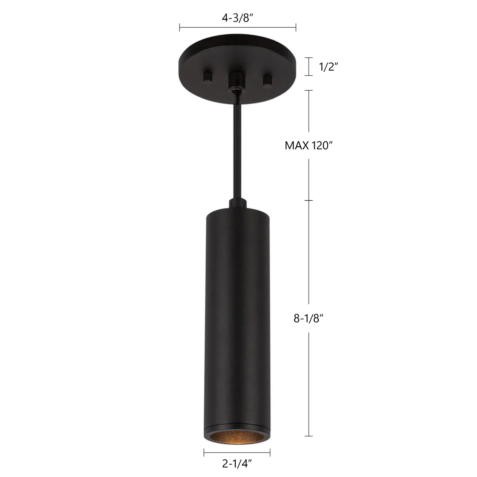Lorna 8-in (2-in Dia.) 36 Degree Optic Black LED Pendant