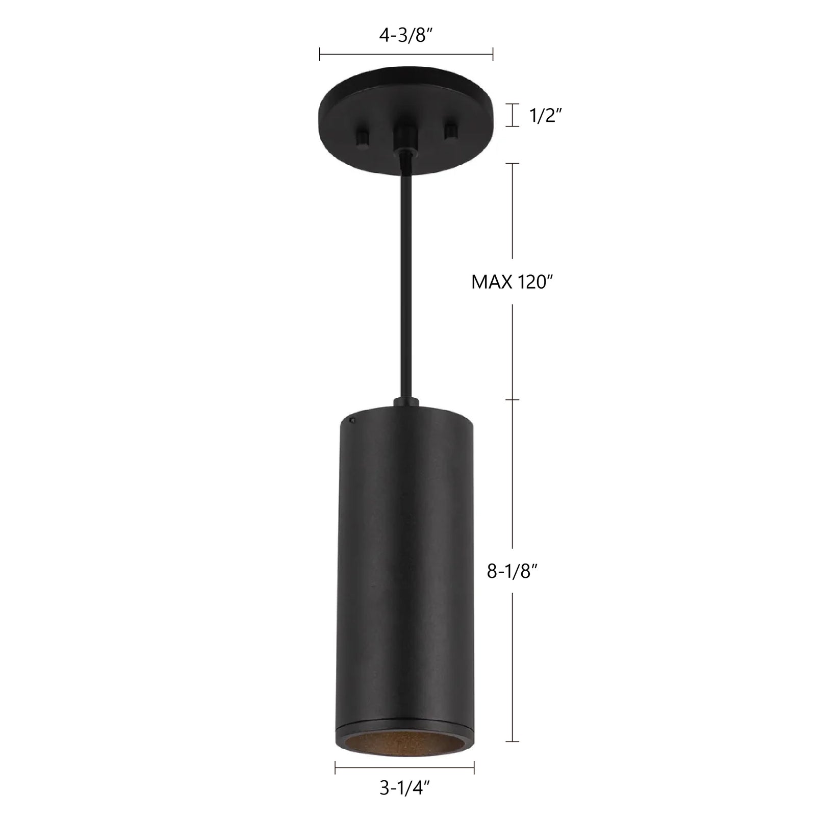 Lorna 8-in (3-in Dia.) 36 Degree Optic Black LED Pendant