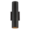 Lorna 12-in (3-in Dia.) 36 Degree Optic Black LED Wall Sconce Up/Down Light