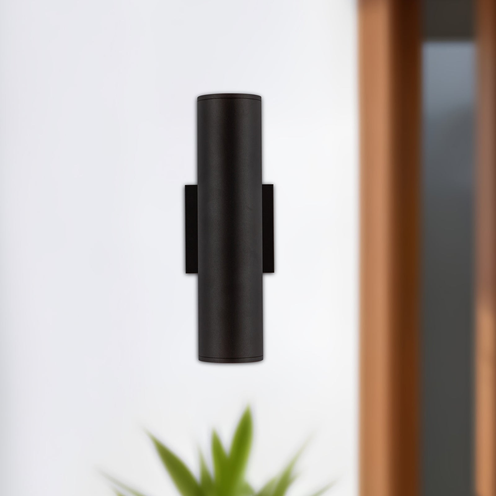 Lorna 12-in (3-in Dia.) 36 Degree Optic Black LED Wall Sconce Up/Down Light
