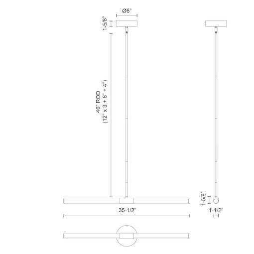 Akari 37-in Black LED Linear Pendant