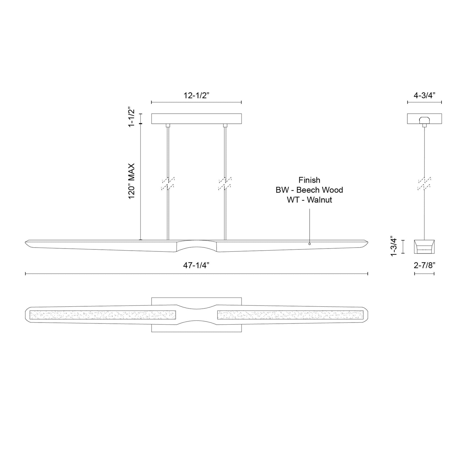 Dakota 42-in Beech Wood LED Linear Pendant