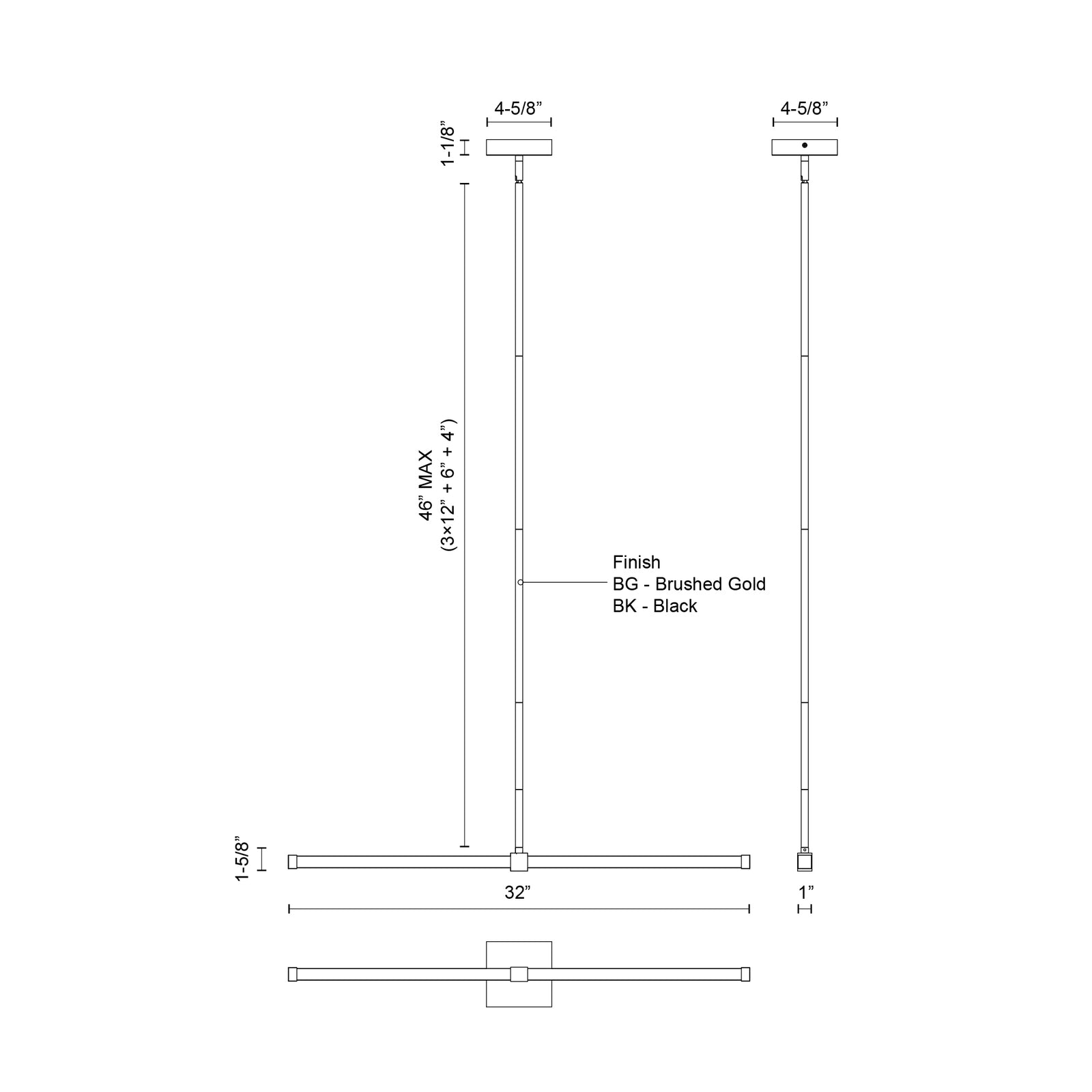Blade 32-in Black LED Linear Pendant