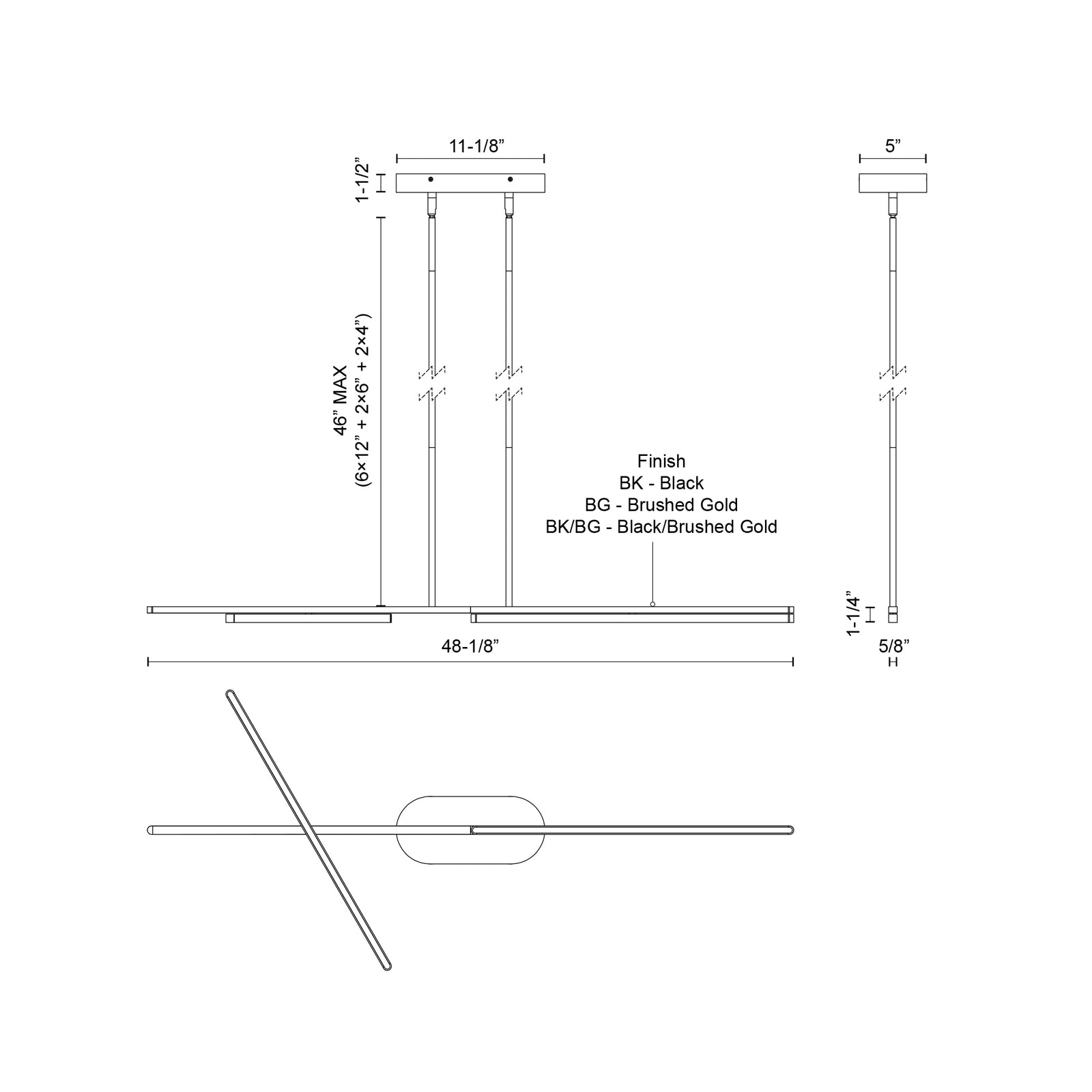 Shift 48-in Black LED Linear Pendant