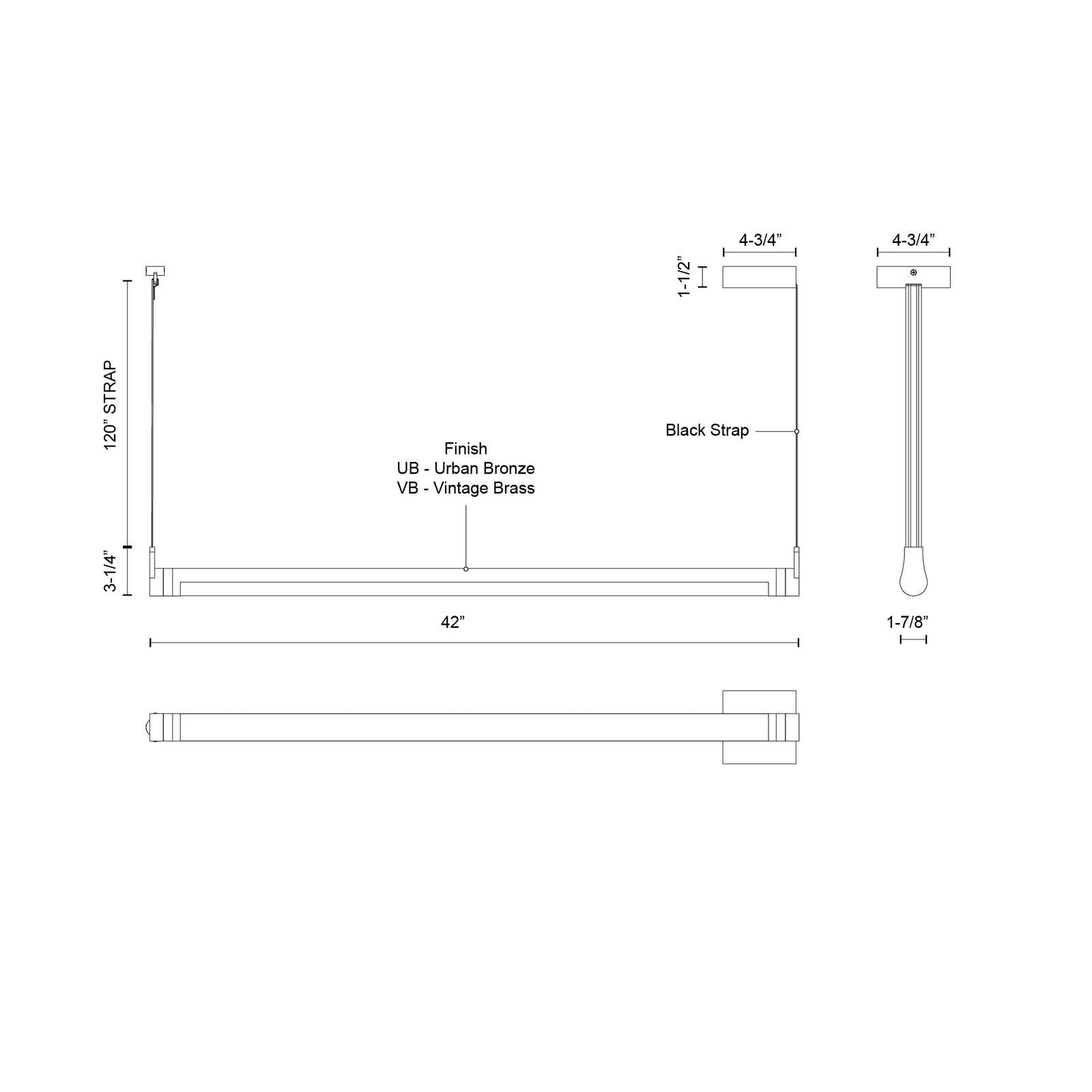 Laurence 41-in Vintage Brass LED Linear Pendant