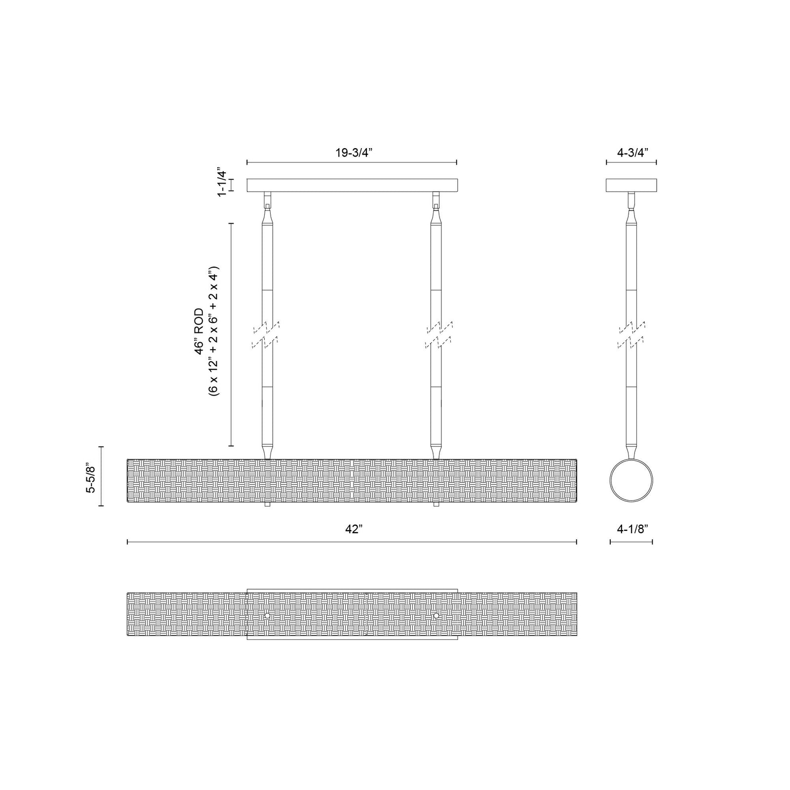 Maris 42-in Matte Black LED Linear Pendant