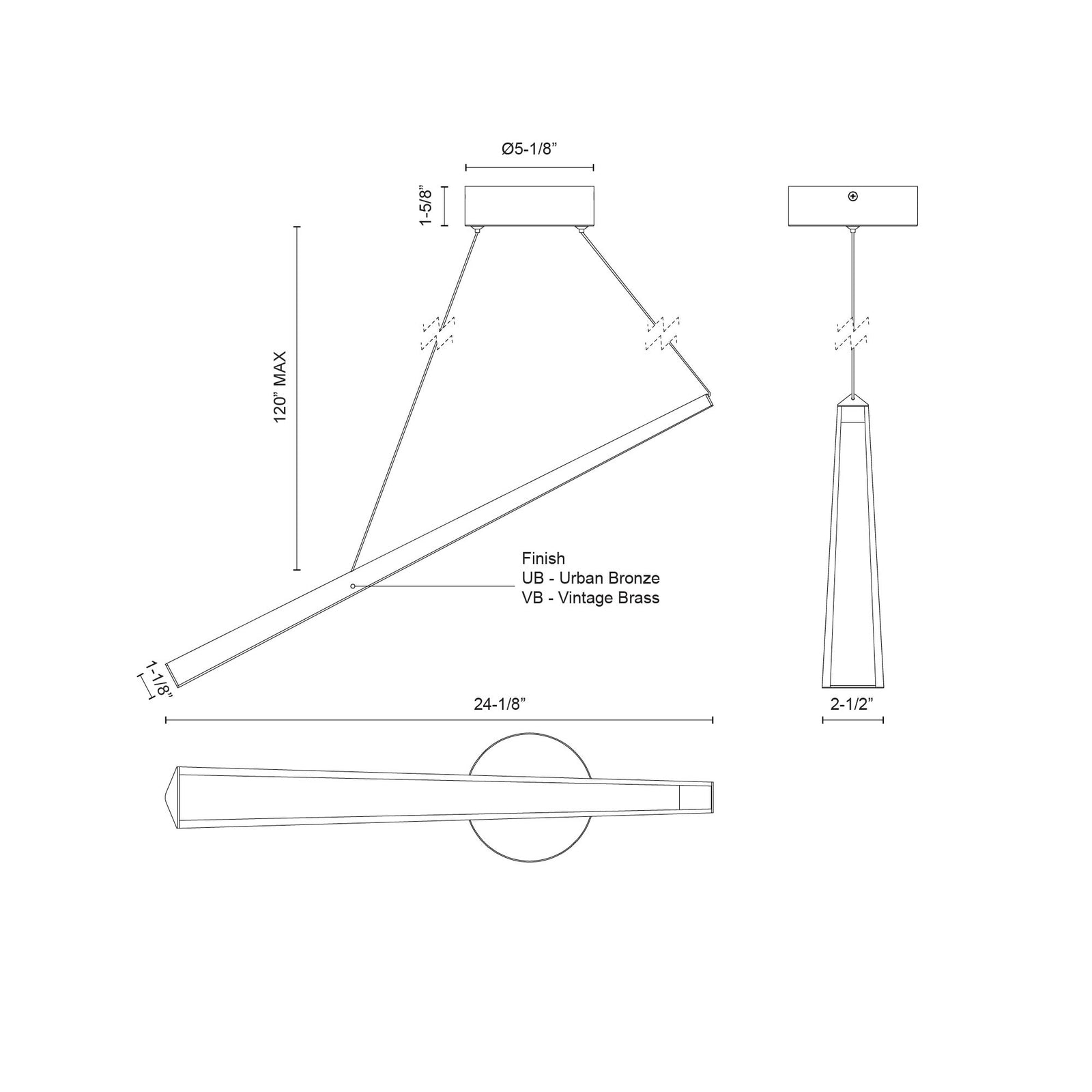 Lex 24-in Urban Bronze LED Linear Pendant