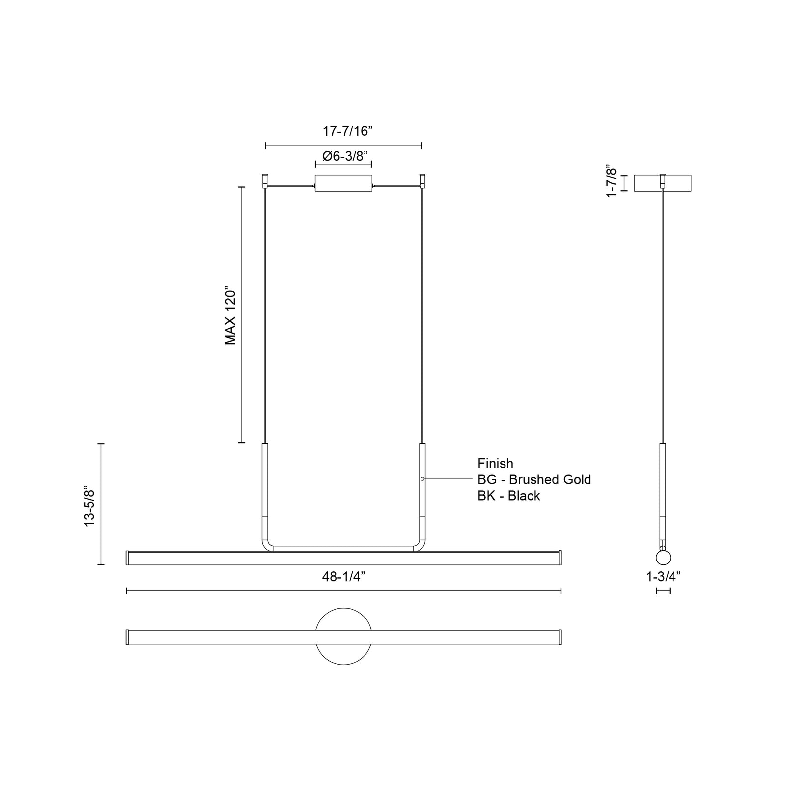 Vesper 48-in Black LED Linear Pendant