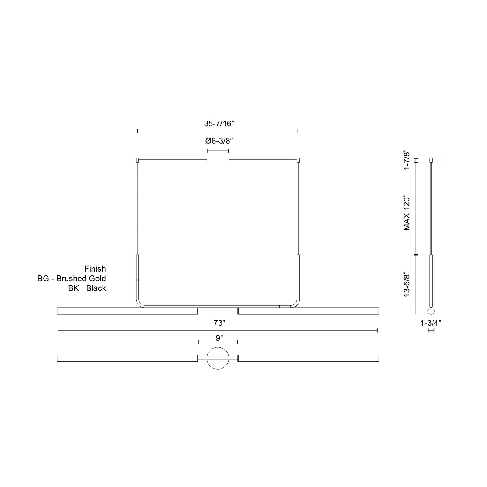 Vesper 73-in Black LED Linear Pendant