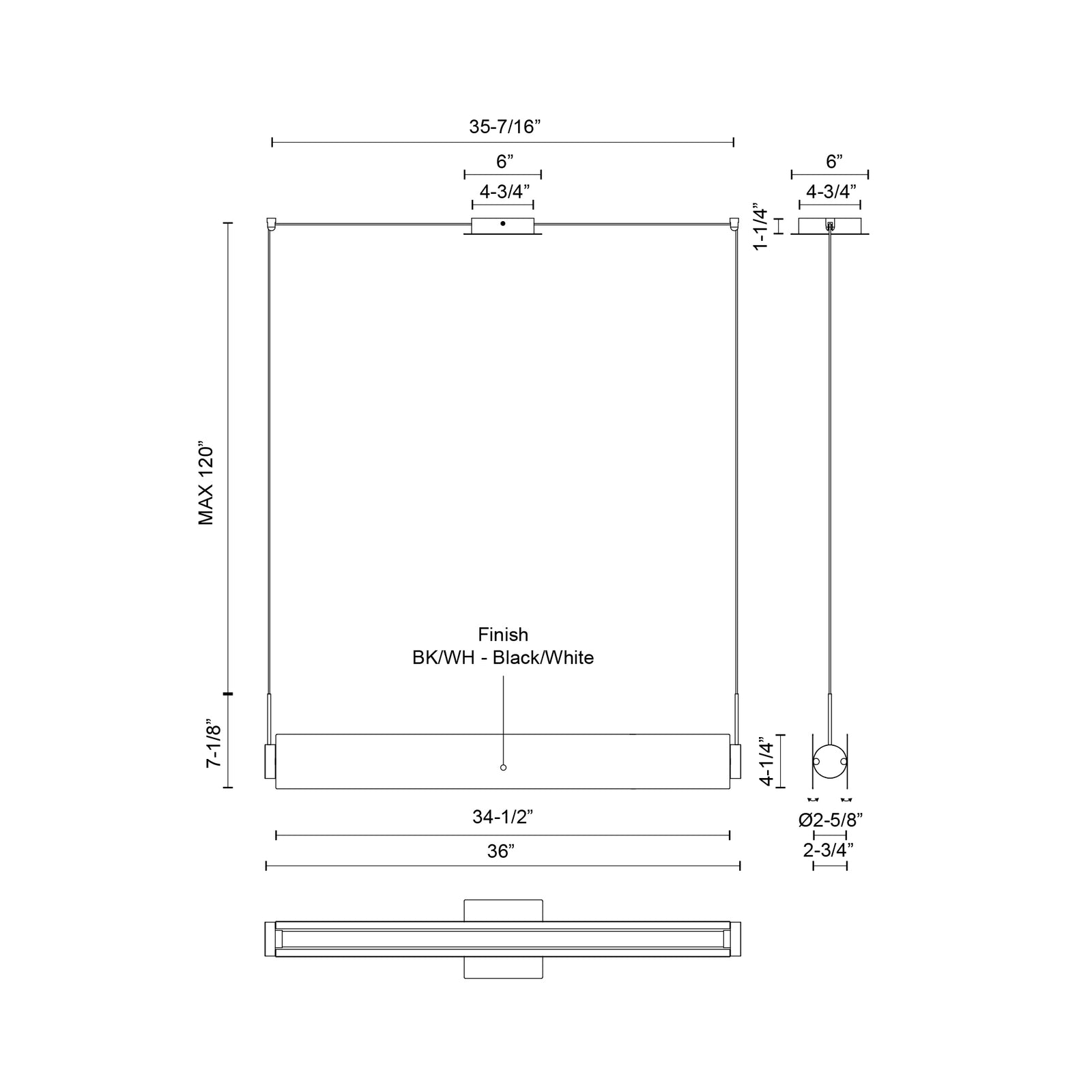 Phoenix 36-in Black/White LED Linear Pendant