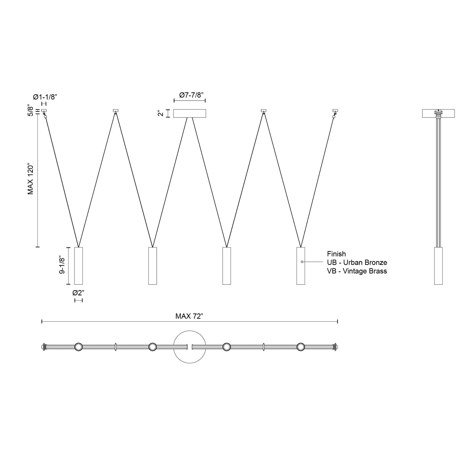 Mason 72-in Urban Bronze LED Linear Pendant