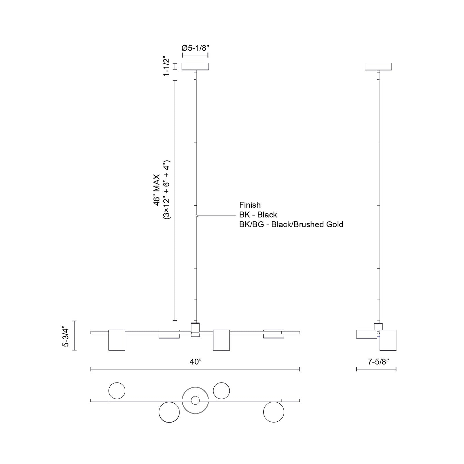 Jayden 40-in Black LED Linear Pendant