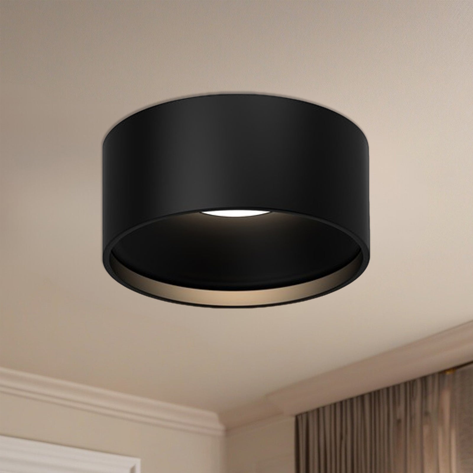 Lucci 5-in Black LED Flush Mount