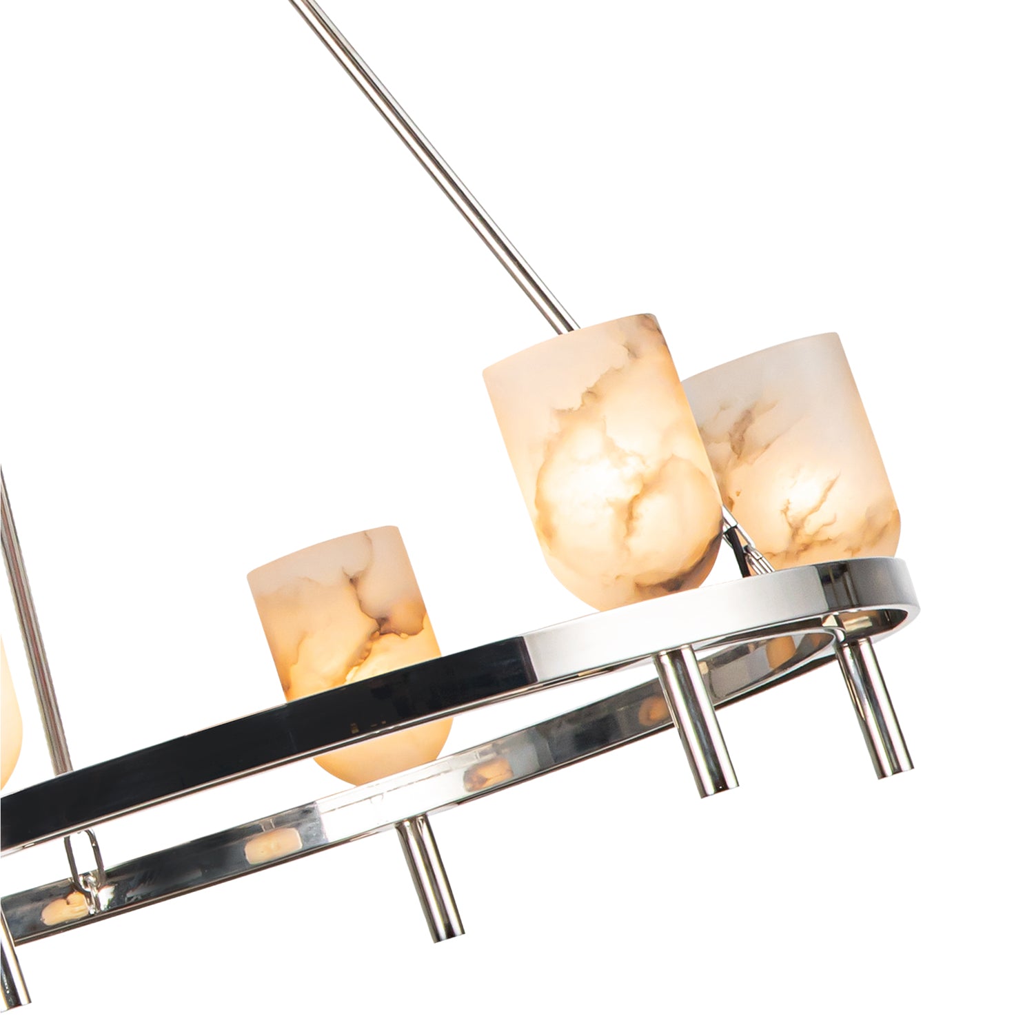Lucian 32-in Polished Nickel/Alabaster 6 Lights Chandeliers