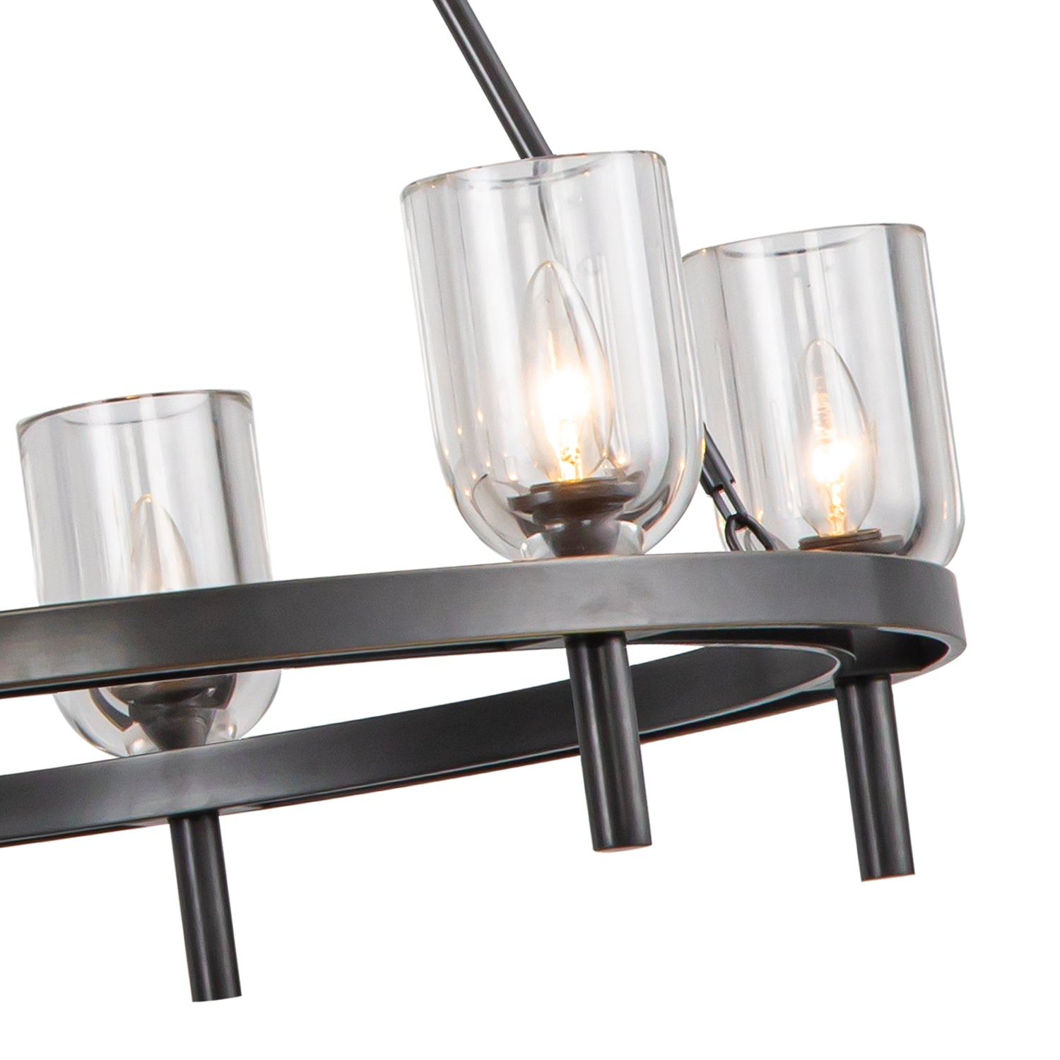 Lucian 32-in Clear Crystal/Urban Bronze 6 Lights Chandeliers