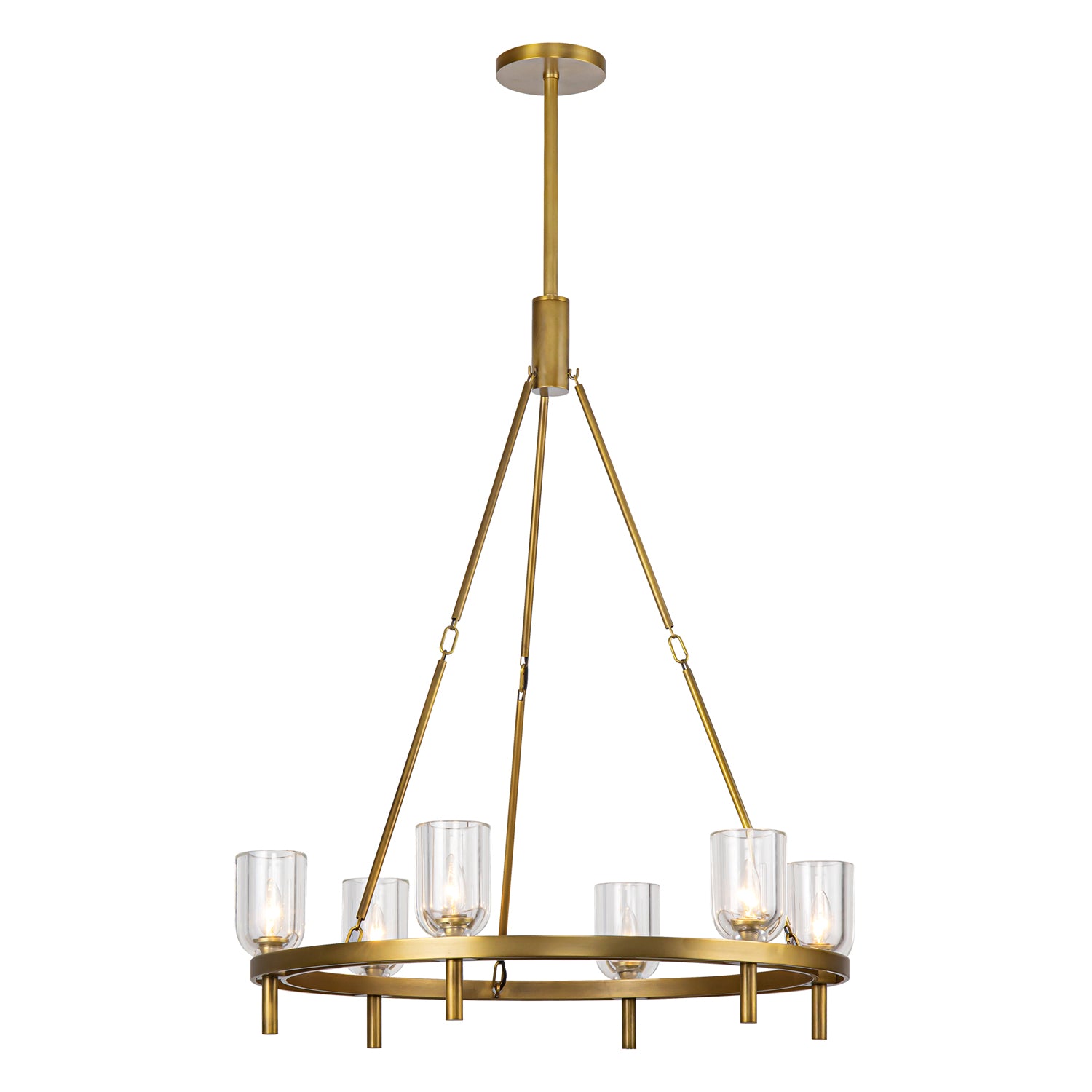 Lucian 32-in Clear Crystal/Vintage Brass 6 Lights Chandeliers