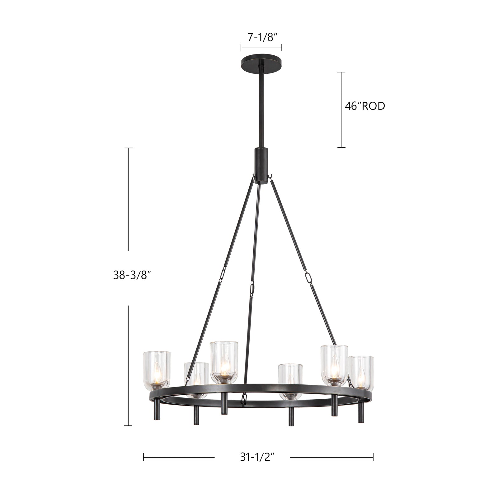 Lucian 32-in Urban Bronze/Alabaster 6 Lights Chandeliers
