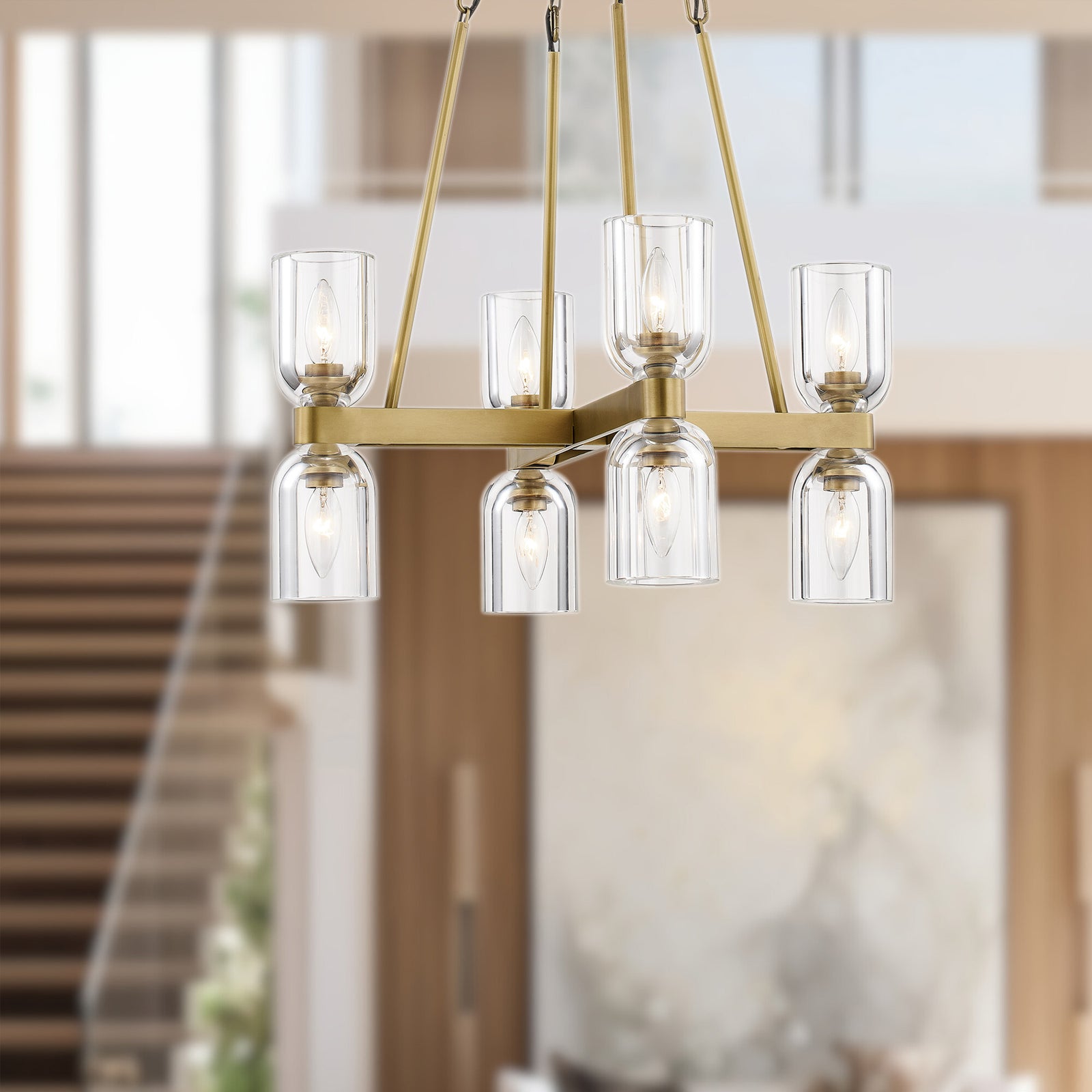 Lucian 22-in Clear Crystal/Vintage Brass 8 Lights Chandeliers