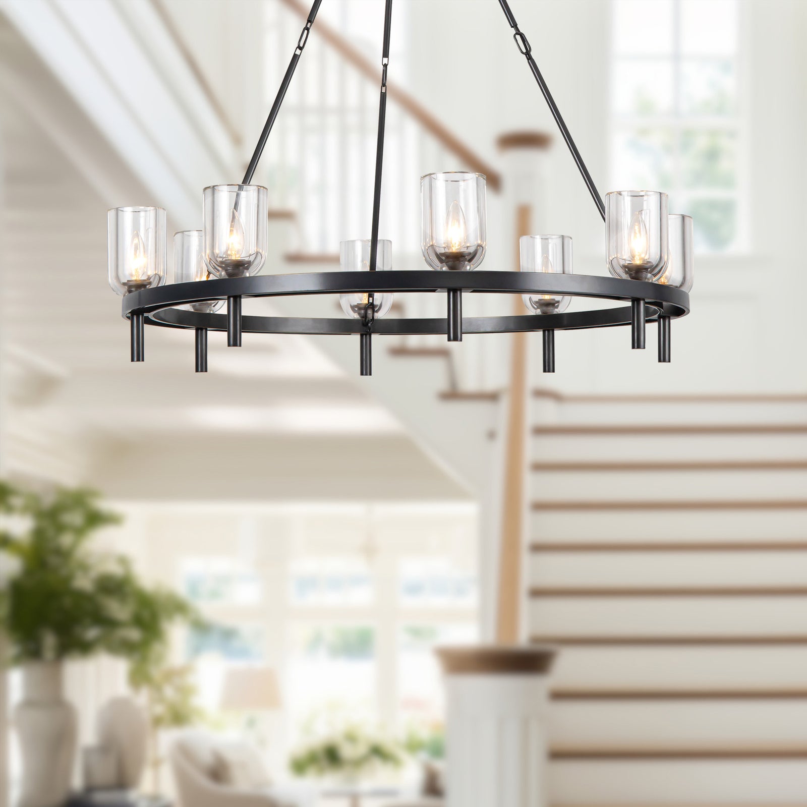 Lucian 36-in Clear Crystal/Urban Bronze 8 Lights Chandeliers