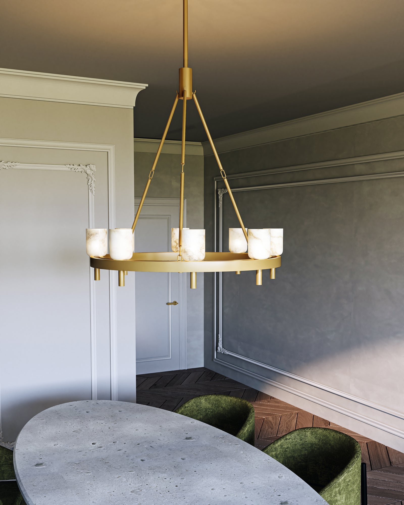 Lucian 36-in Vintage Brass/Alabaster 8 Lights Chandeliers