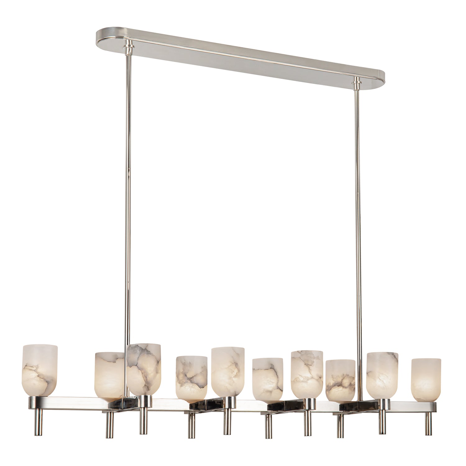 Lucian 52-in Polished Nickel/Alabaster 10 Lights Linear Pendant