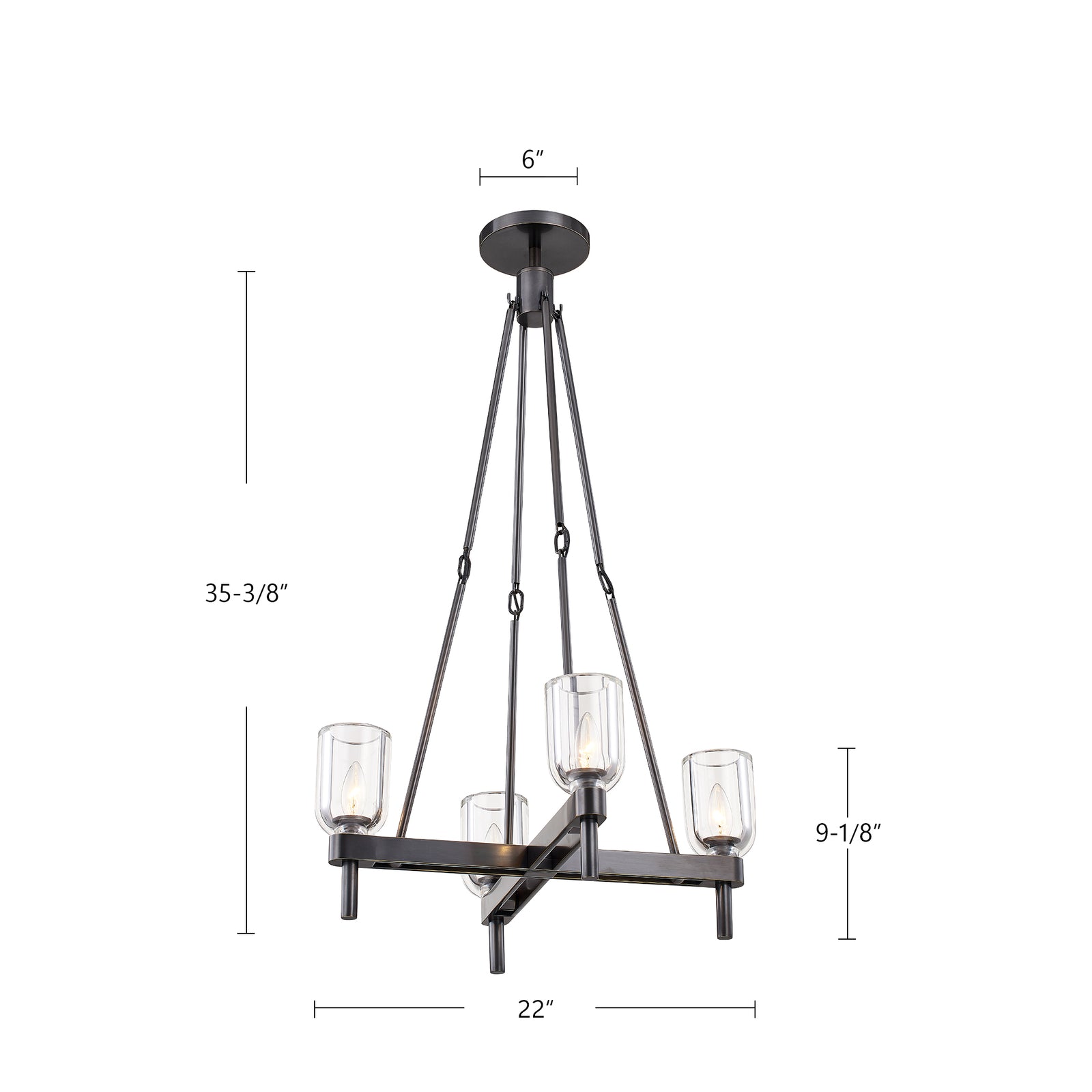 Lucian 22-in Urban Bronze/Alabaster 4 Lights Pendant