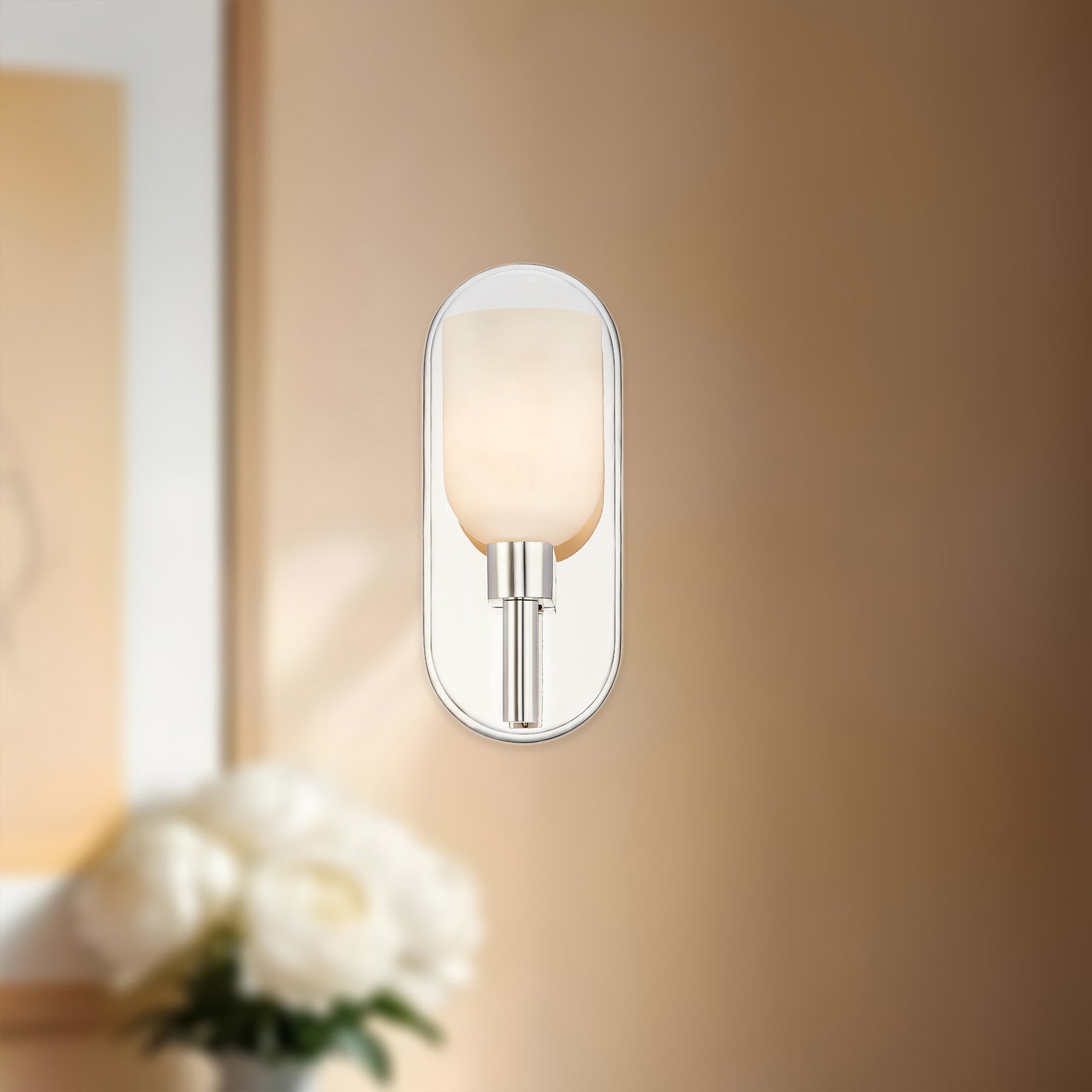 Lucian 9-in Polished Nickel/Alabaster 1 Light Wall/Vanity