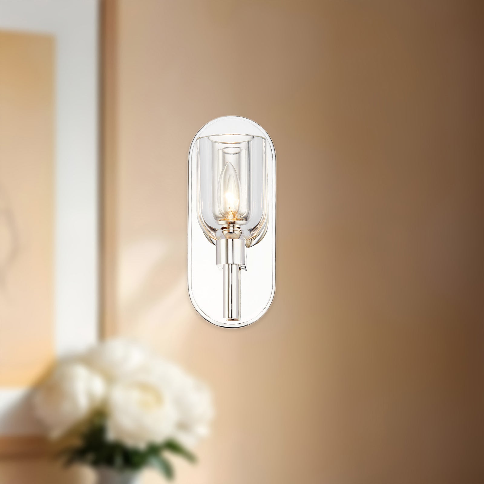 Lucian 9-in Clear Crystal/Polished Nickel 1 Light Wall/Vanity