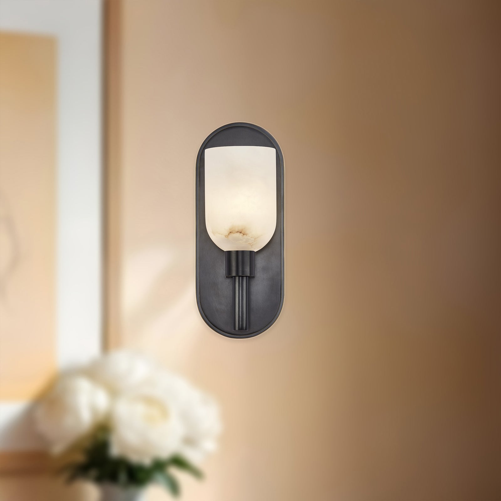 Lucian 9-in Urban Bronze/Alabaster 1 Light Wall/Vanity