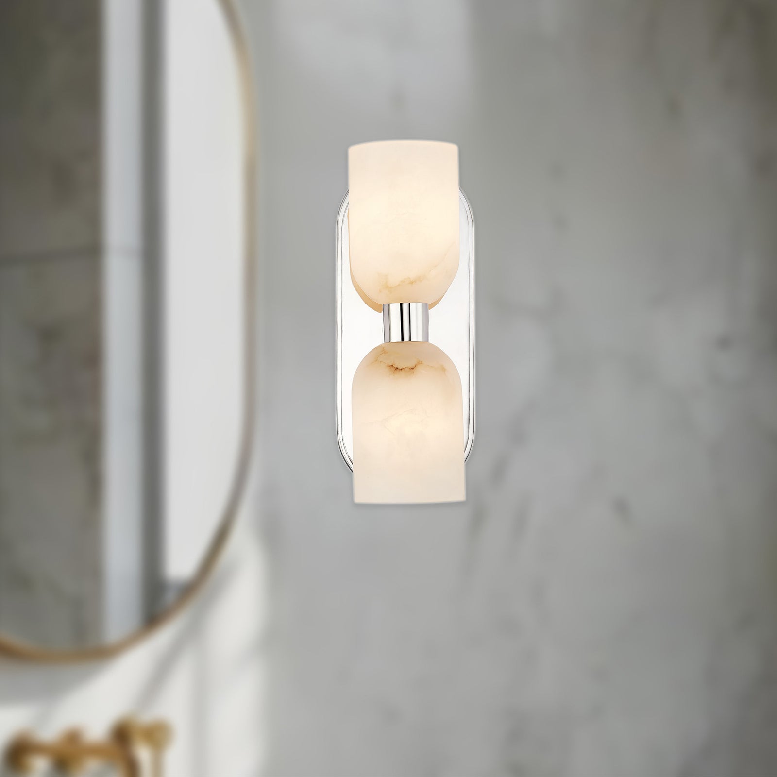 Lucian 11-in Polished Nickel/Alabaster 2 Lights Wall/Vanity