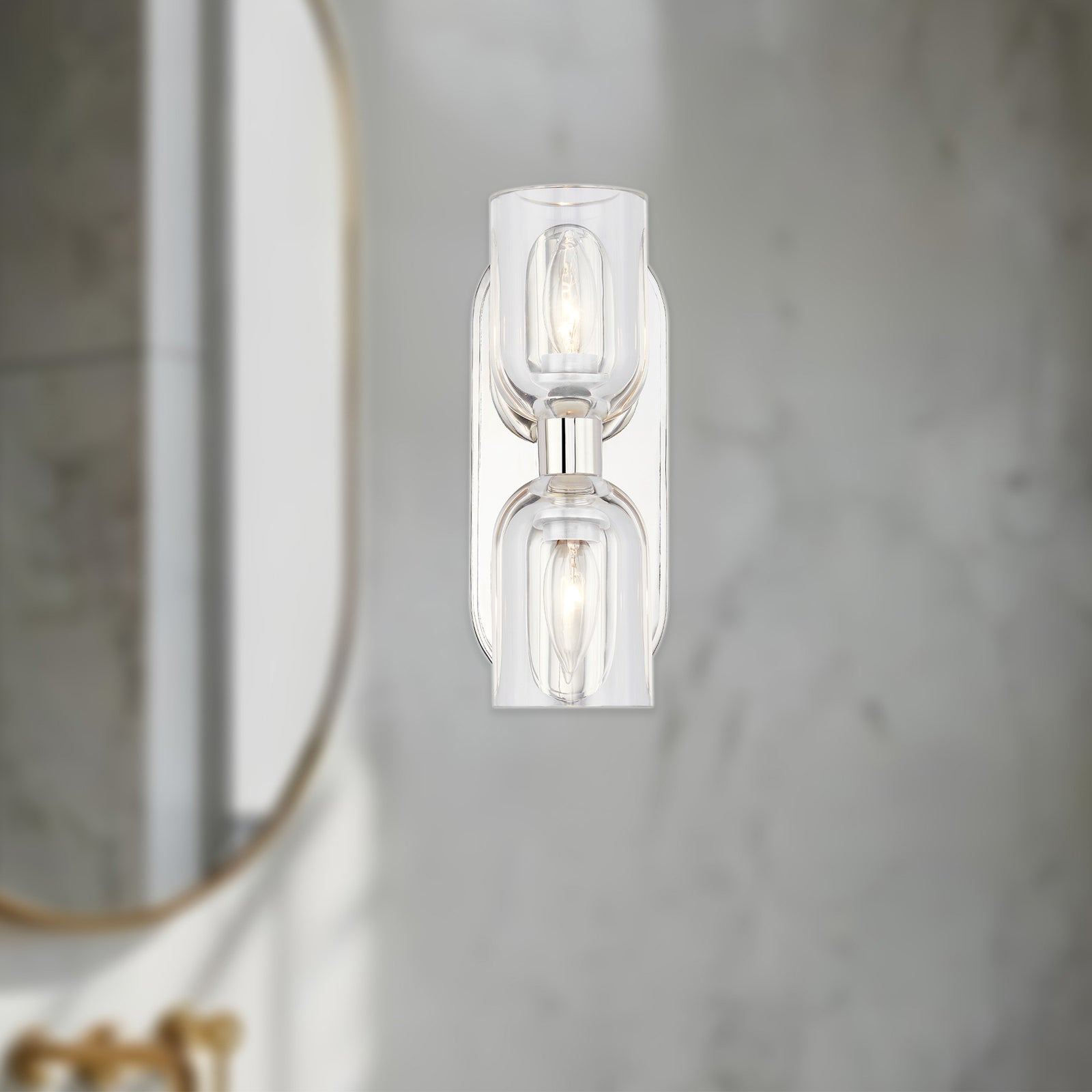 Lucian 11-in Clear Crystal/Polished Nickel 2 Lights Wall/Vanity