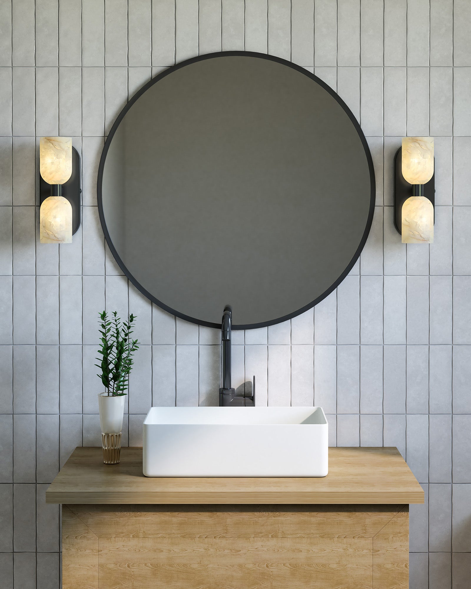 Lucian 11-in Urban Bronze/Alabaster 2 Lights Wall/Vanity