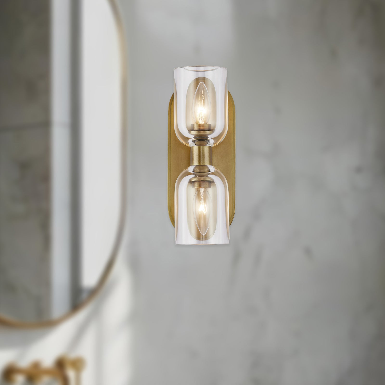 Lucian 11-in Clear Crystal/Vintage Brass 2 Lights Wall/Vanity