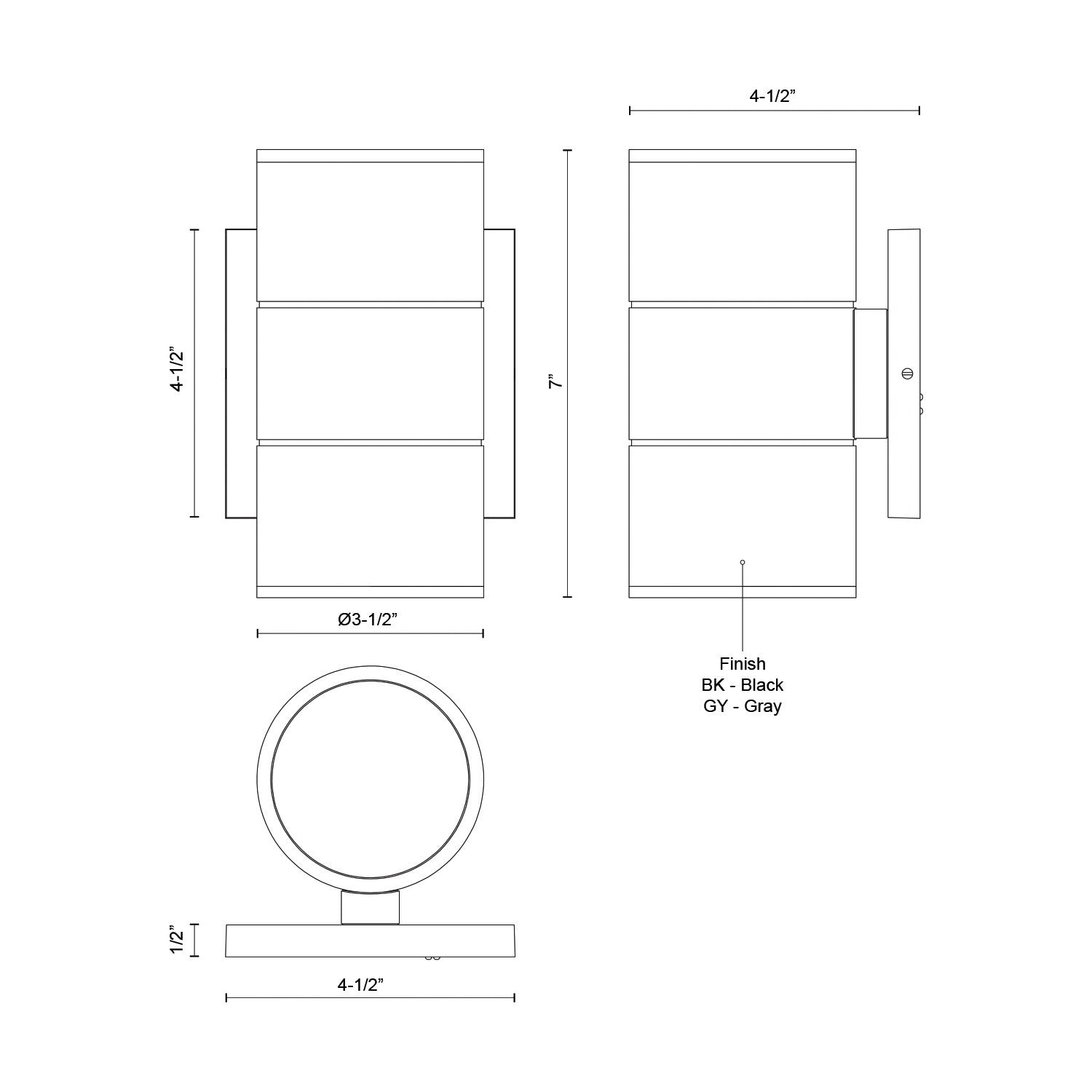 Lund 7-in Gray LED Exterior Wall Sconce