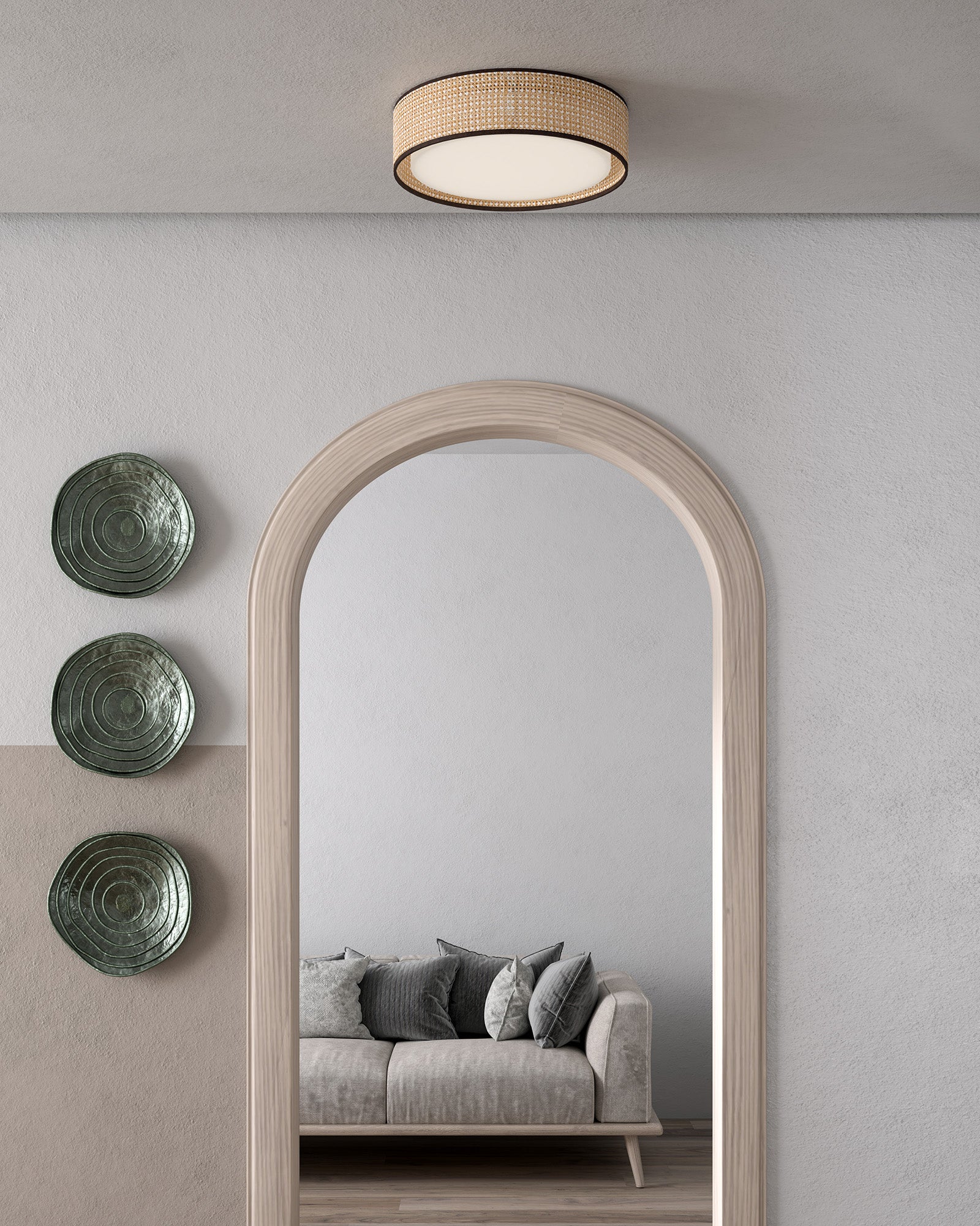 Lyla 20-in Rattan LED Flush Mount