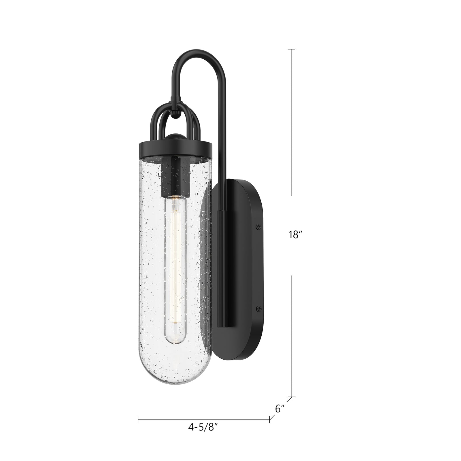 Lancaster 5-in Clear Bubble Glass/Textured Black 1 Light Exterior Wall Sconce