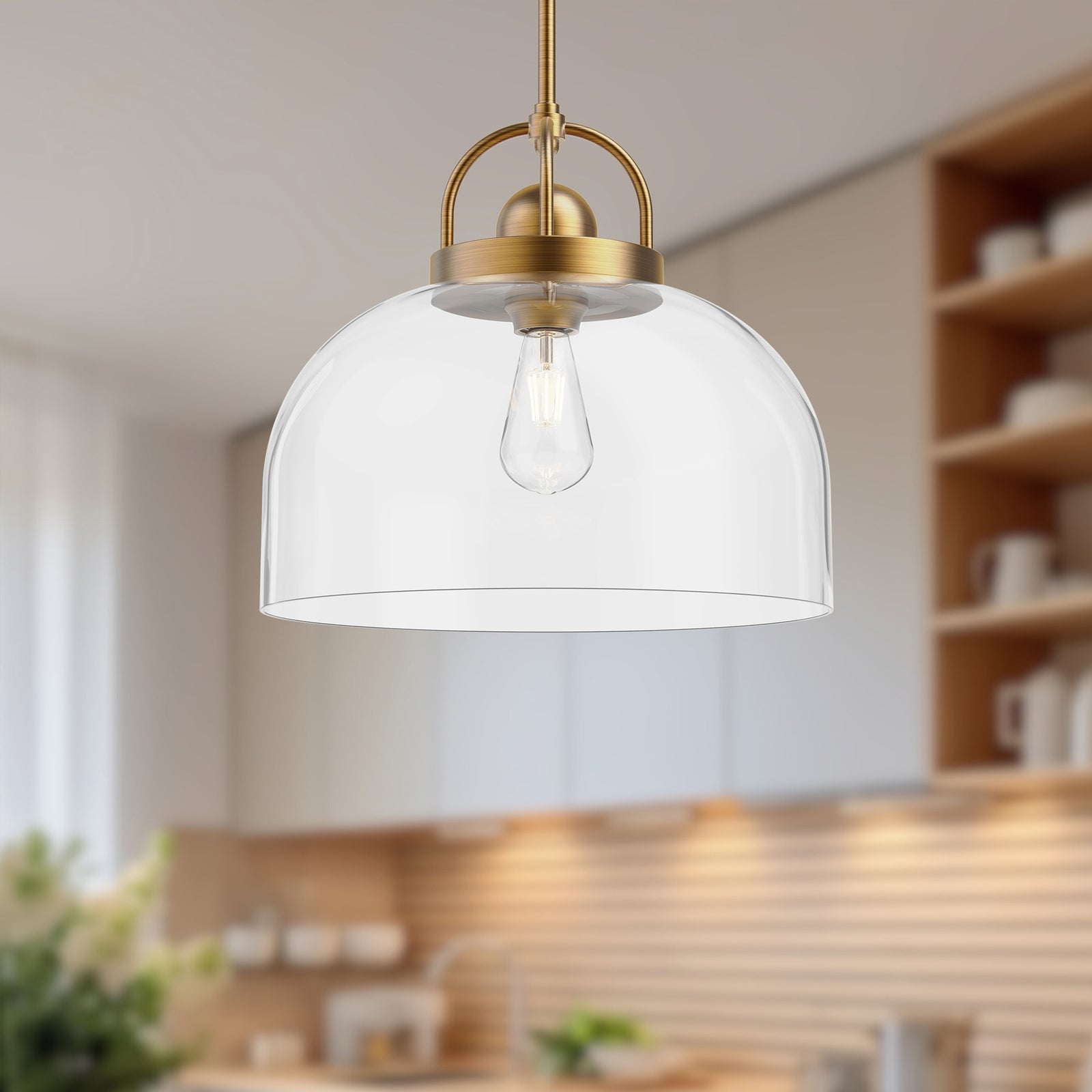 Lancaster 15-in Aged Gold 1 Light Pendant