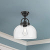 Lancaster 12-in Matte Black 1 Light Semi Flush Mount