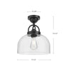 Lancaster 12-in Matte Black 1 Light Semi Flush Mount